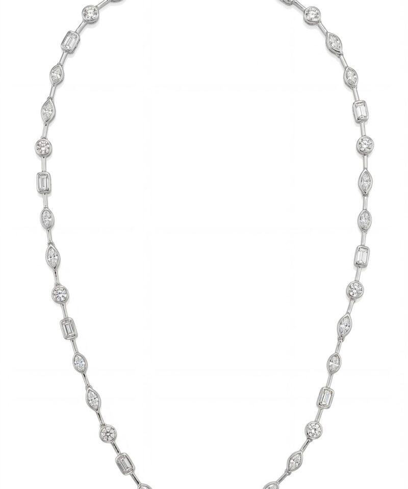 Colar Riviera Fio Faca Cravação Inglesa com Moissanite 5 mm