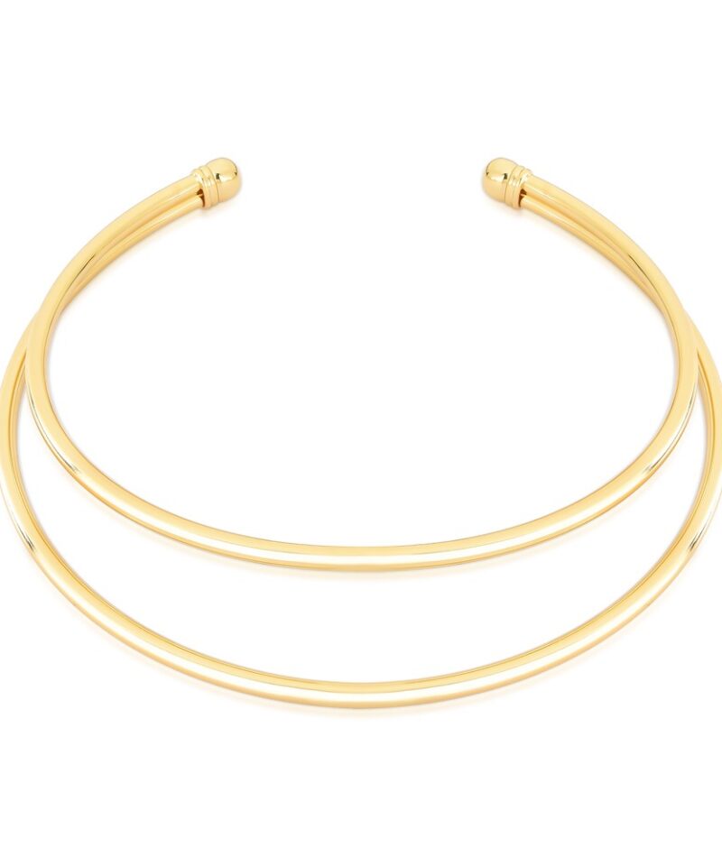 Choker Sélene Rígido com Dupla Estrutura em Banho Dourado