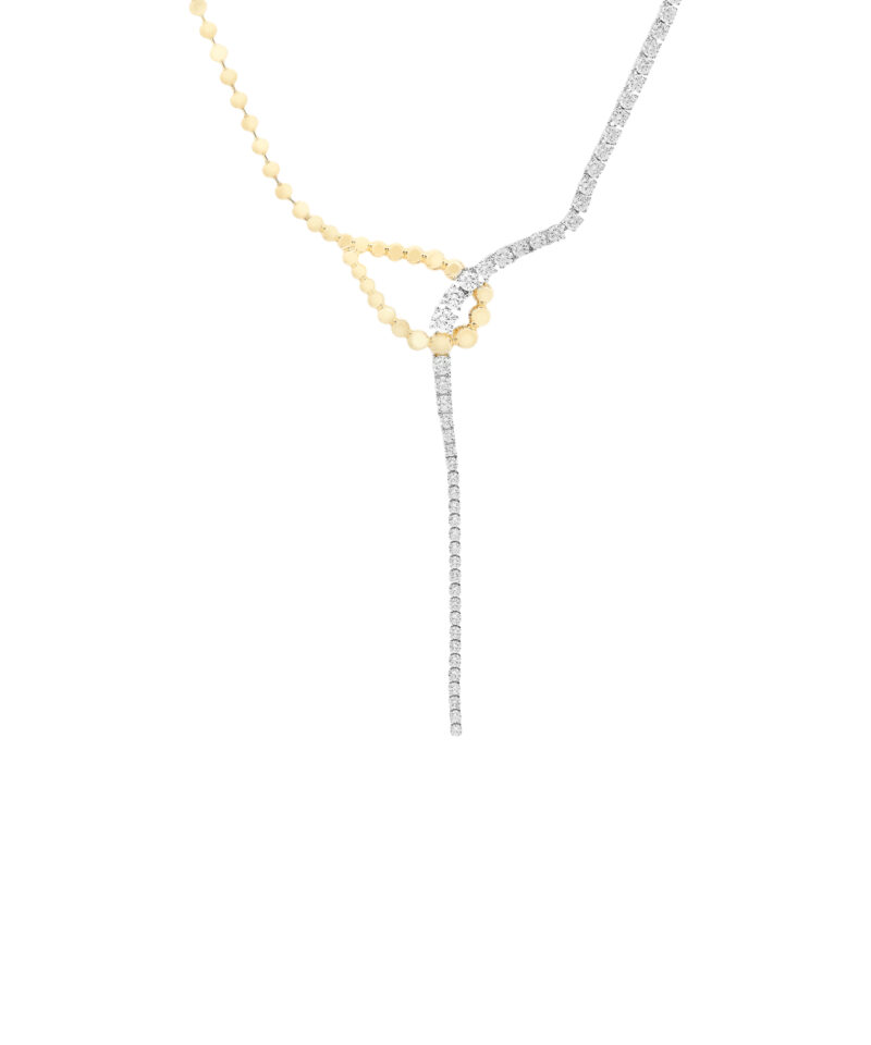 Colar Gravata Harmonie 45 cm com Zircônias 2 mm em Banho de Ouro