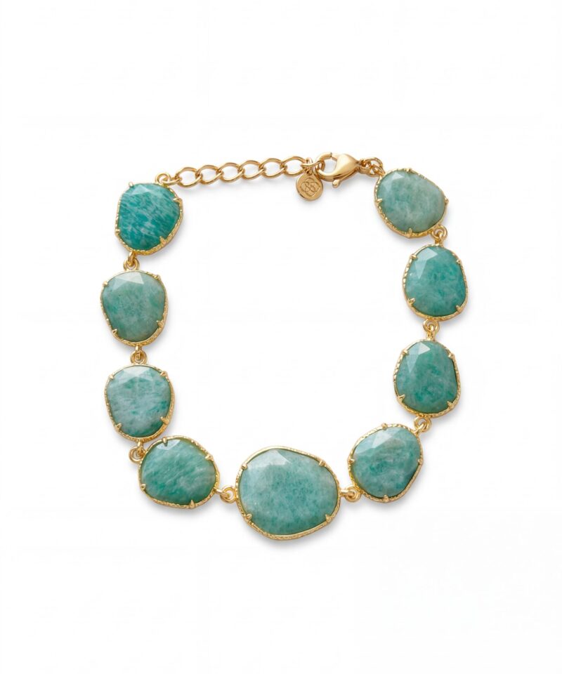 Pulseira Zaria com Pedras Naturais Lapidadas em Banho de Ouro 18k