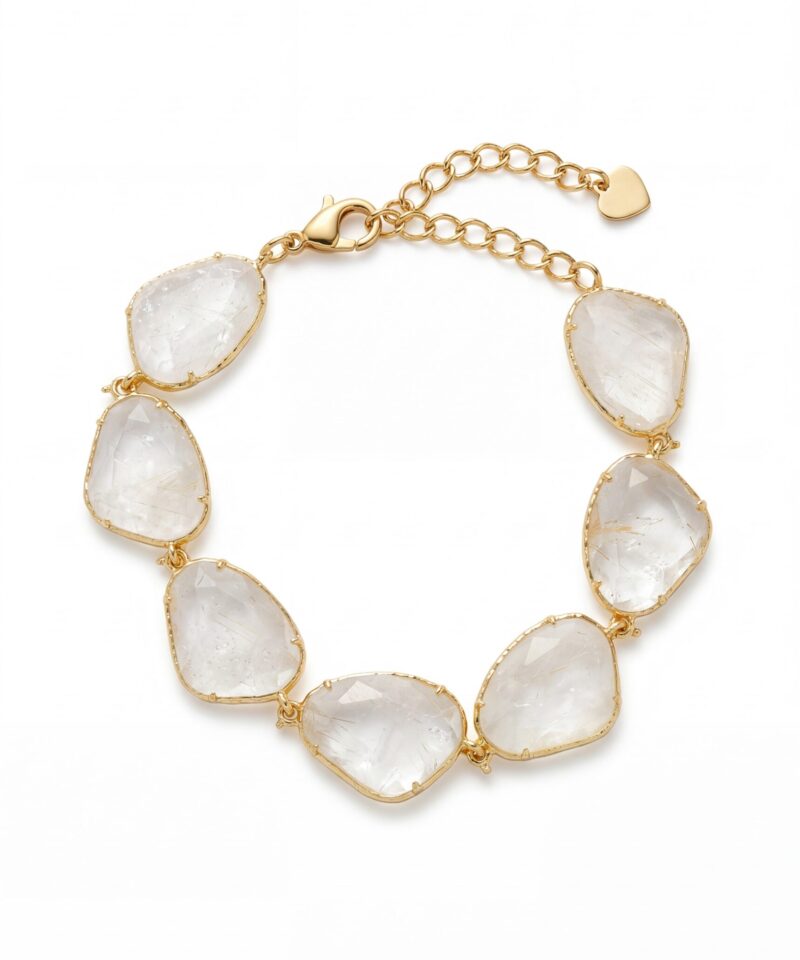 Pulseira Claire com Quartzo Natural em Banho de Ouro 18k
