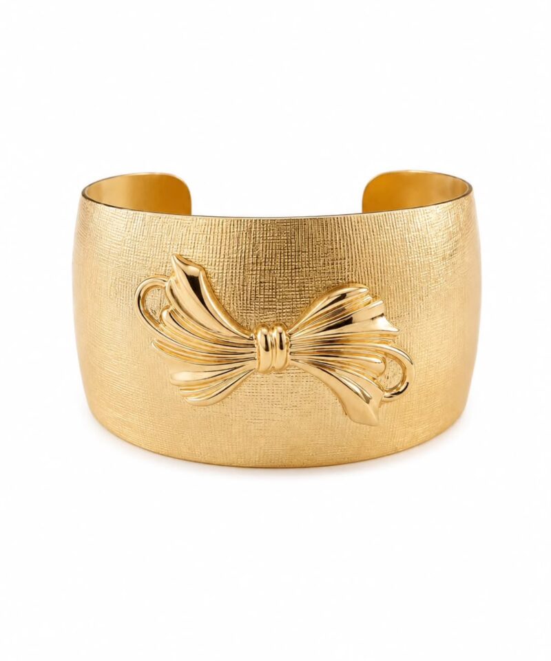 Bracelete Belle Rígido com Laço Central em Banho de Ouro 18k
