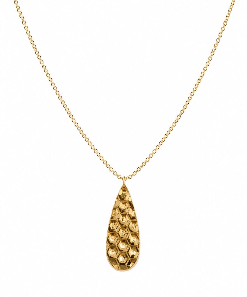 Colar Verona com Pingente Gota Texturizado em Banho de Ouro 18k