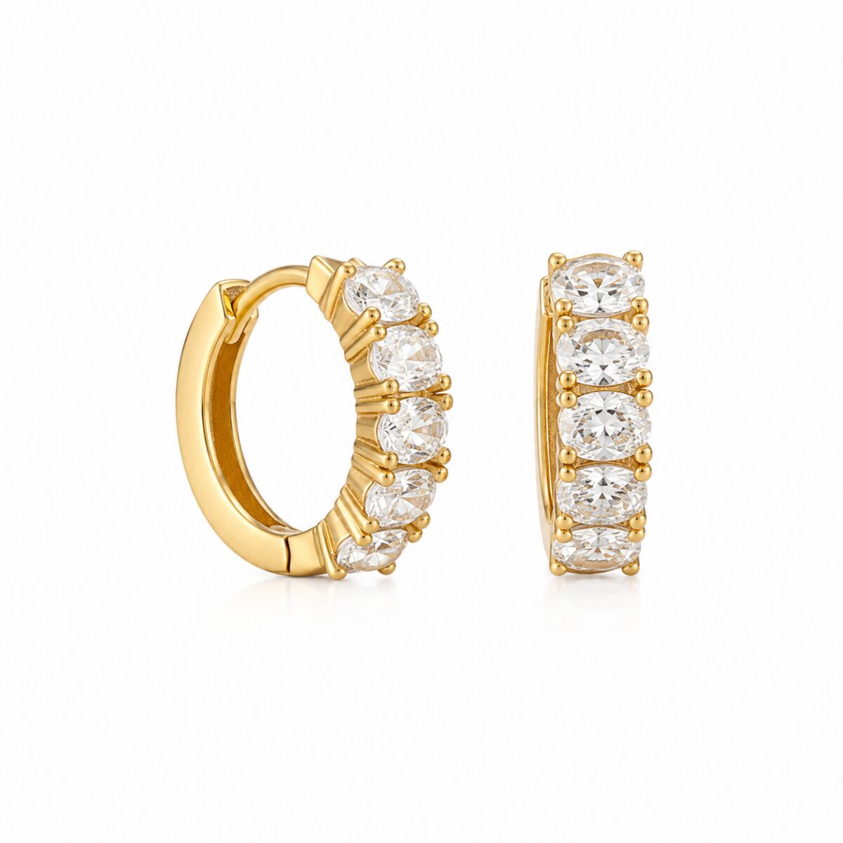 Brinco Argola Bella Sole com Moissanite Oval 3x4 mm